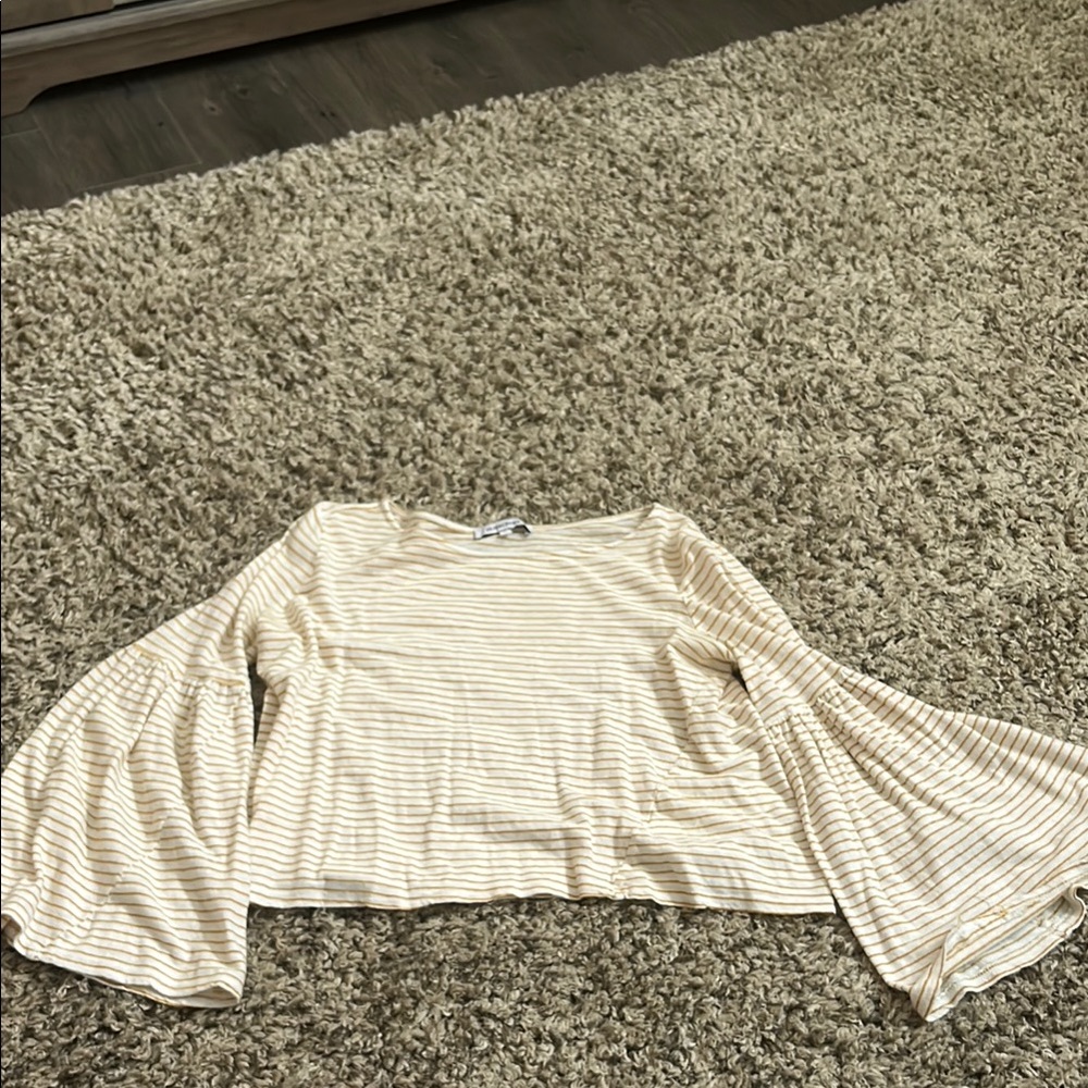 Striped Cream Women's Cropped Top